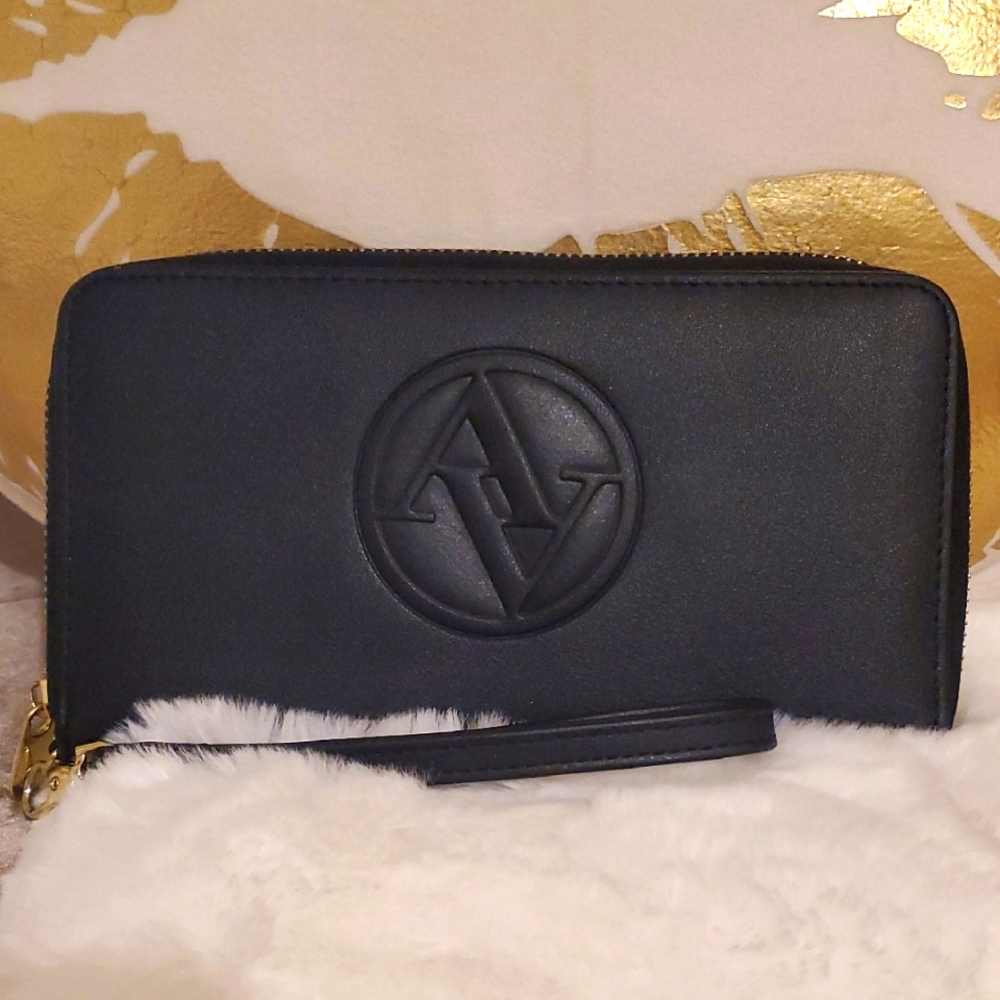 Adrienne Vittadini Black Wallet with Gold Accents